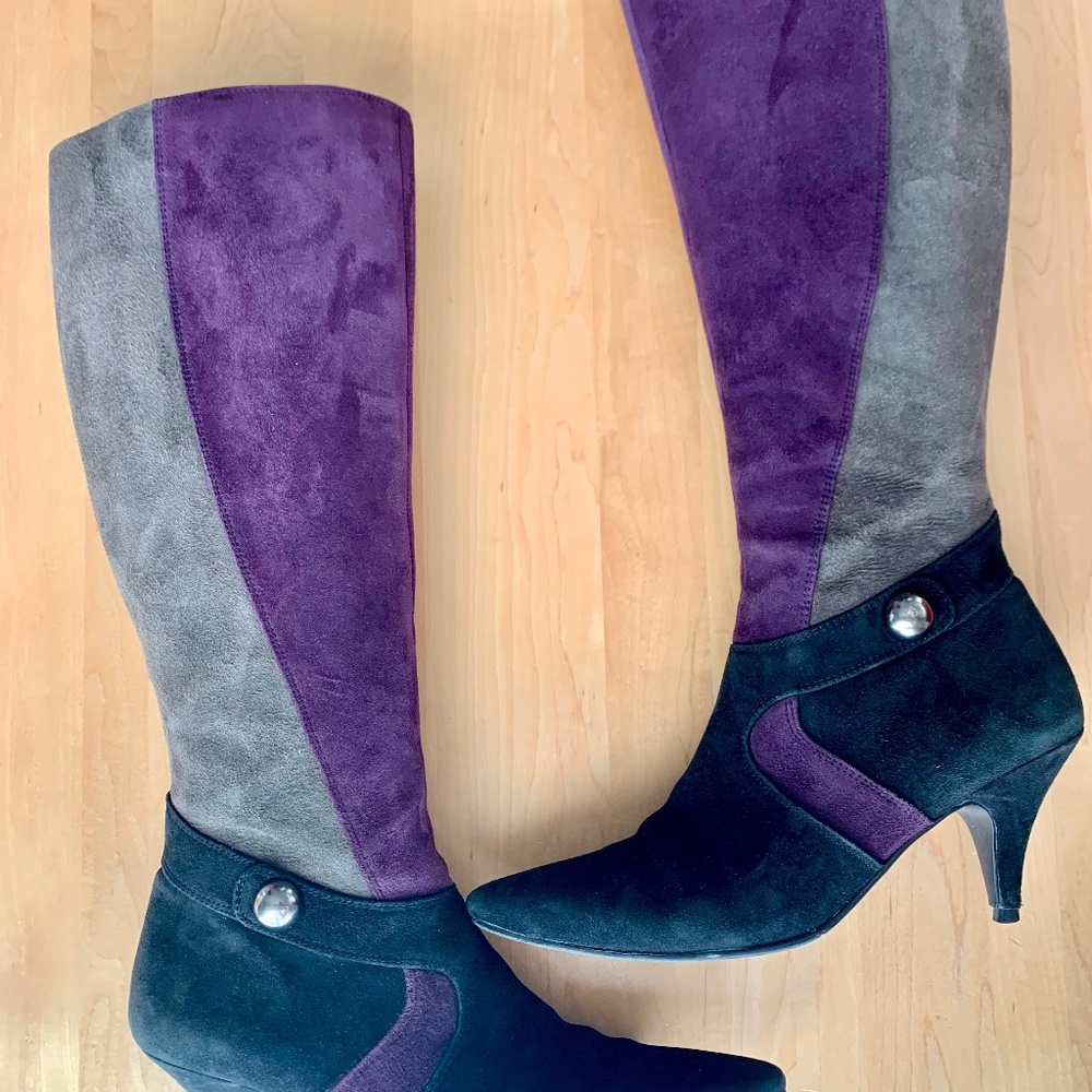 Suede Boots Colourblock Size 8